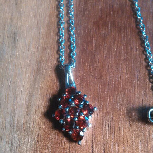Mozambique Garnet Stainless Steel Pendant Necklace - Picture 5 of 7